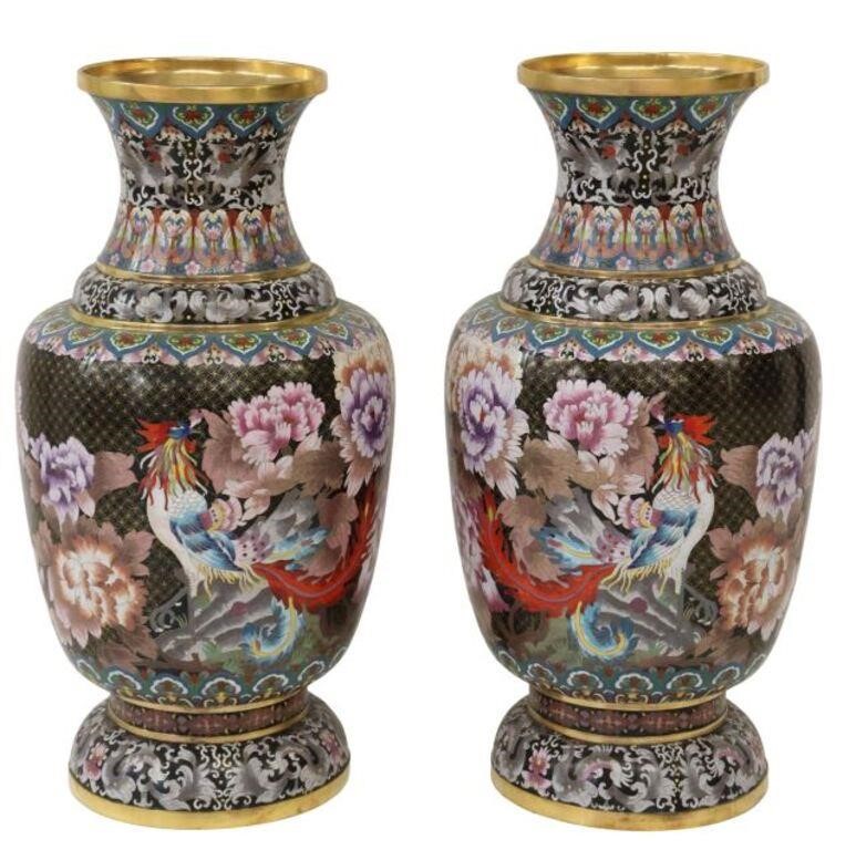 (2) LARGE CHINESE CLOISONNE