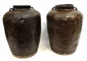 (2) LARGE CHINESE GLAZED EARTH