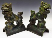 (2) LARGE CHINESE GREEN GUARDI