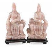 2 LARGE CHINESE PINK QUARTZ GU
