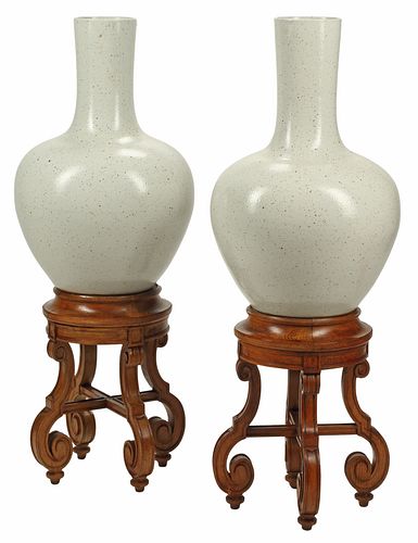 (2) LARGE CHINESE SPECKLE-GLAZED