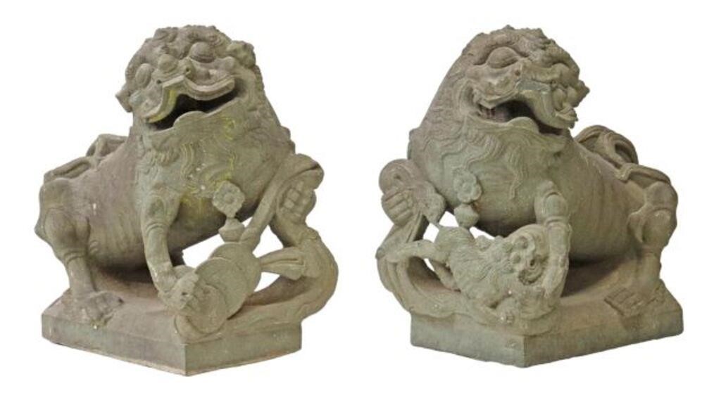 (2) LARGE CHINESE STONE GUARDIAN