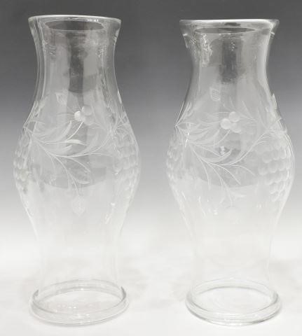 (2) LARGE COLORLESS CUT GLASS