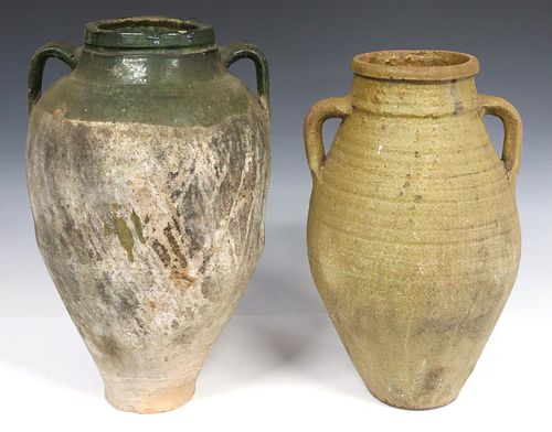 (2) LARGE CONTINENTAL EARTHENWARE