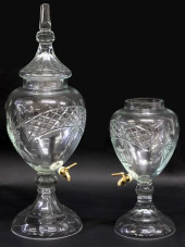 (2) LARGE CUT GLASS URN-FORM D