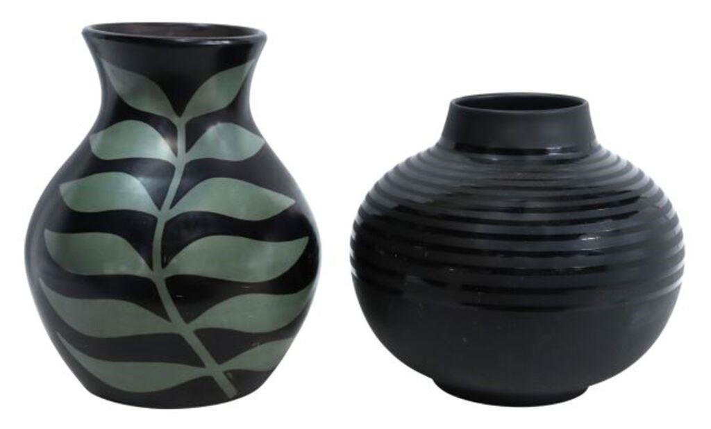 (2) LARGE DECORATIVE BLACK