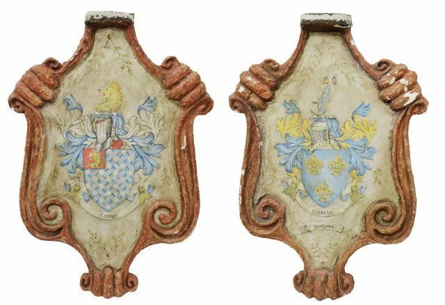 (2) LARGE DECORATIVE HERALDIC