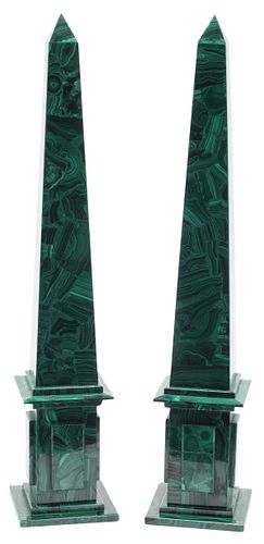 (2) LARGE DECORATIVE MALACHITE