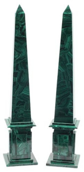 (2) LARGE DECORATIVE MALACHITE