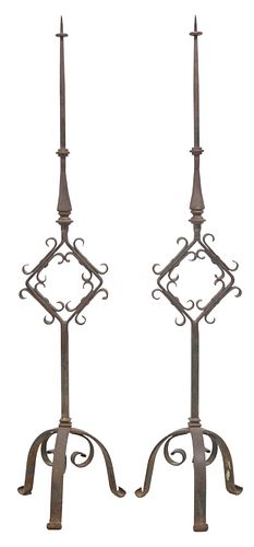 (2) LARGE DECORATIVE WROUGHT IRON