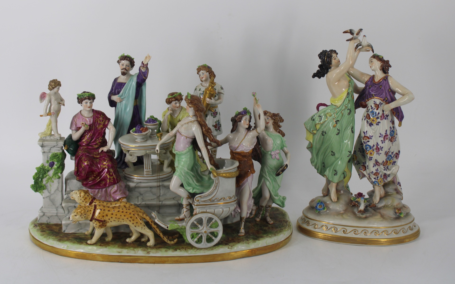 2 LARGE DRESDEN PORCELAIN