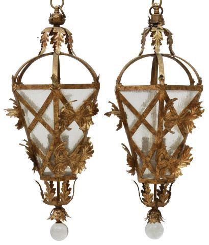 (2) LARGE FOLIATED GILT IRON