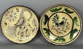 2 LARGE FOLK ART SLIP DECORATE