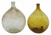 (2) LARGE FRENCH AMBER & CLEAR