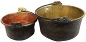 (2) LARGE FRENCH BRASS & COPPE