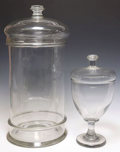 (2) LARGE FRENCH COLORLESS GLASS