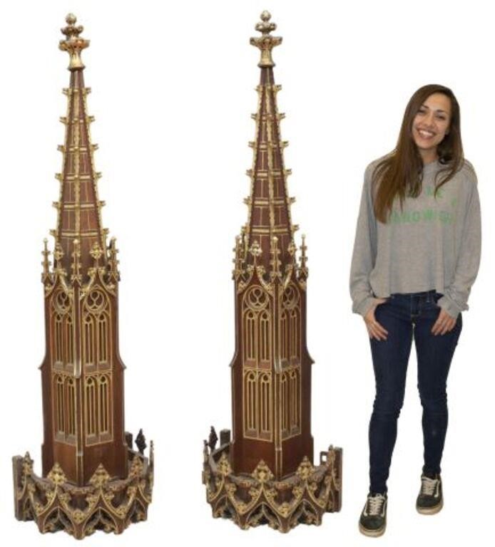 (2) LARGE FRENCH GOTHIC REVIVAL