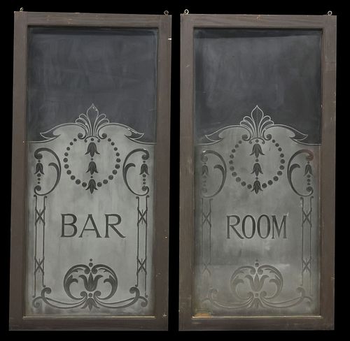 (2) LARGE FROSTED &AMP; ETCHED