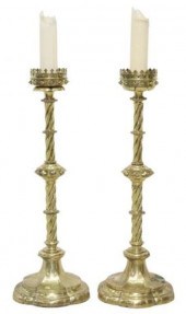 2) LARGE GILT METAL  ALTAR CAN