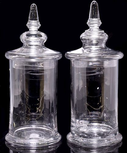 (2) LARGE GLASS APOTHECARY PHARMACY