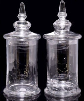 (2) LARGE GLASS APOTHECARY PHA