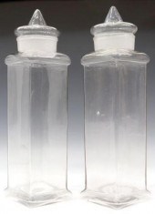 (2) LARGE GLASS APOTHECARY PHA