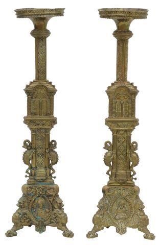 (2) LARGE GOTHIC REVIVAL BRASS