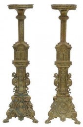 (2) LARGE GOTHIC REVIVAL BRASS