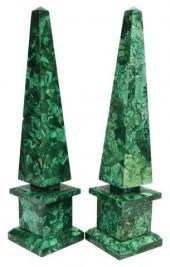 (2) LARGE GREEN MALACHITE STON
