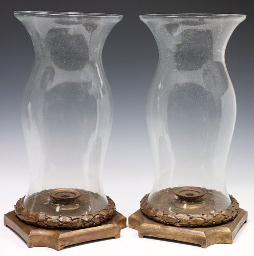 (2) LARGE HURRICANE PILLAR GLASS