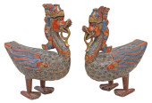 (2) LARGE INDONESIAN CARVED &A