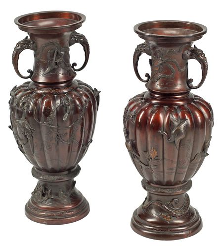 (2) LARGE JAPANESE MEIJI-ERA BRONZE