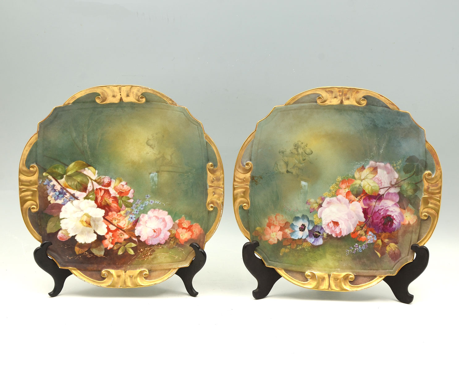 2 LARGE LIMOGES FLORAL BOWLS: 2-