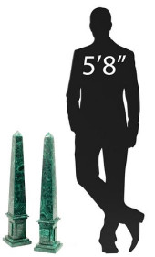 (2) LARGE MALACHITE OBELISKS,