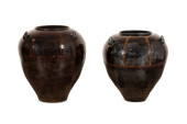 2 LARGE MARTABAN GLAZED POTTER