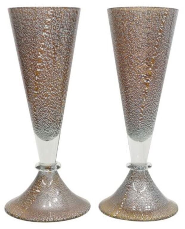 (2) LARGE MODERN ART GLASS