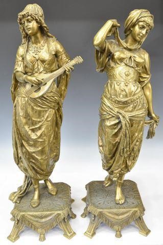 (2) LARGE ORIENTALIST GILT METAL