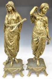 (2) LARGE ORIENTALIST GILT MET