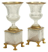 (2) LARGE ORMOLU-MOUNTED CUT-G