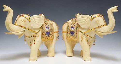 (2) LARGE ORNATE CHINESE TILED BONE