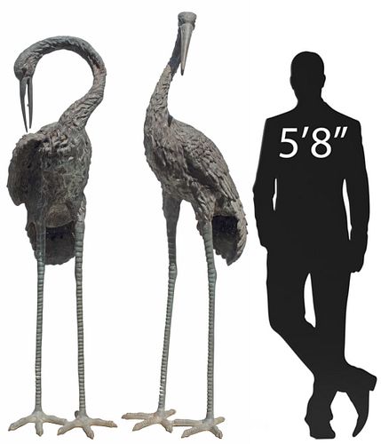 (2) LARGE PATINATED BRONZE