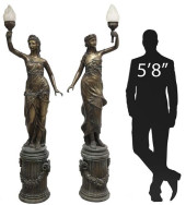 (2) LARGE PATINATED BRONZE FIG