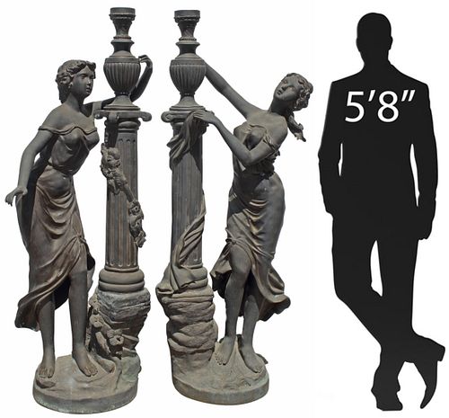 (2) LARGE PATINATED BRONZE