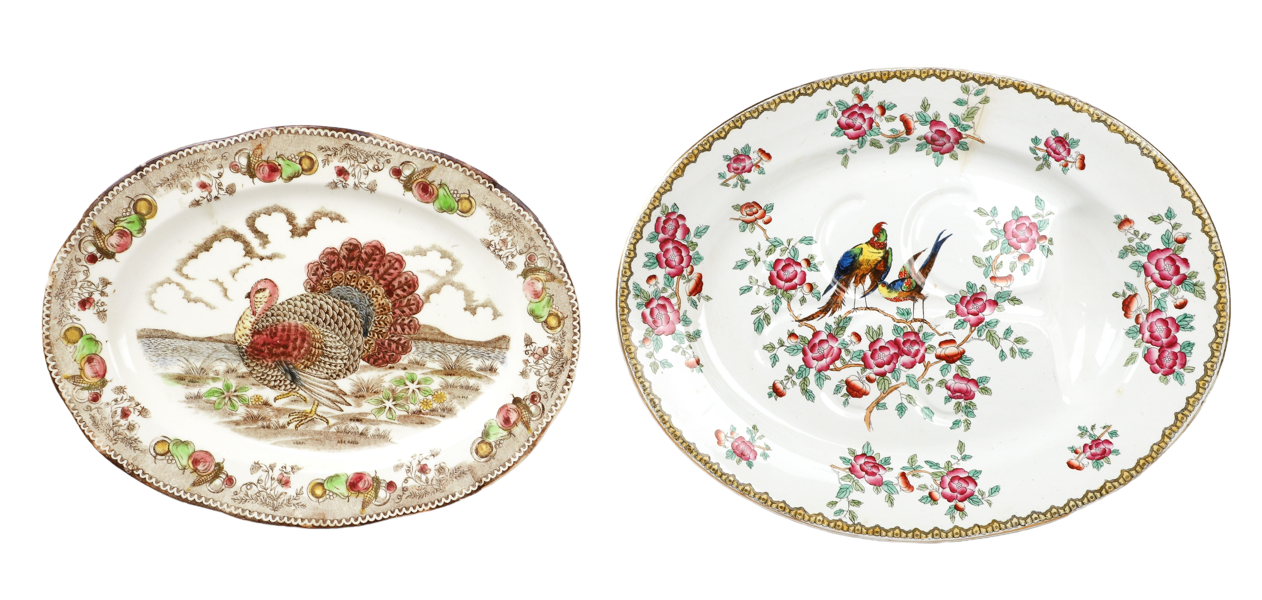 (2) Large porcelain oval
