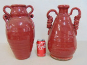 2 LARGE POTTERY VASES IN RED G