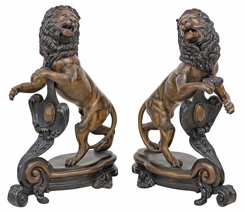 (2) LARGE ROCOCO STYLE PATINATED