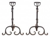 (2) LARGE RUSTIC FORGED IRON A