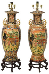(2) LARGE SATSUMA STYLE PORCEL