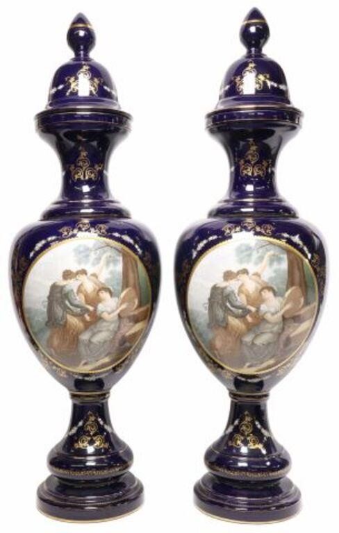 (2) LARGE SEVRES STYLE PORCELAIN
