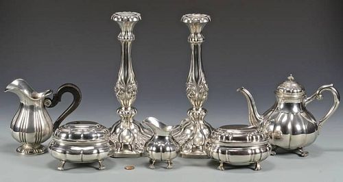 2 LARGE SILVER CANDLESTICKS PLUS